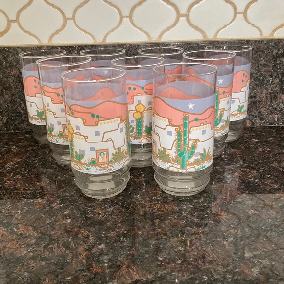 vintage Southwestern-themed drinking glasses Southwest Fiesta Tumblers - Picture 1 of 5